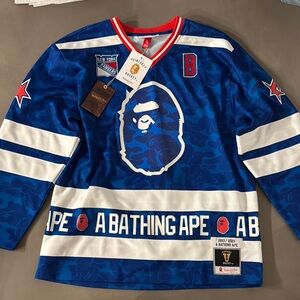 Blue A Bathing Ape Hockey Jersey